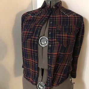 Express snap button down boyfriend top